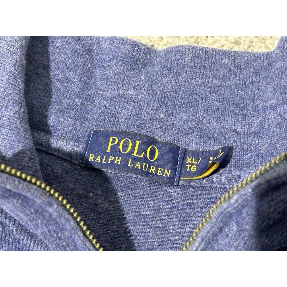 Polo Ralph Lauren Mens XL Navy 1/4 Zip Pullover Long Sleeve 100% Cotton Red Pony